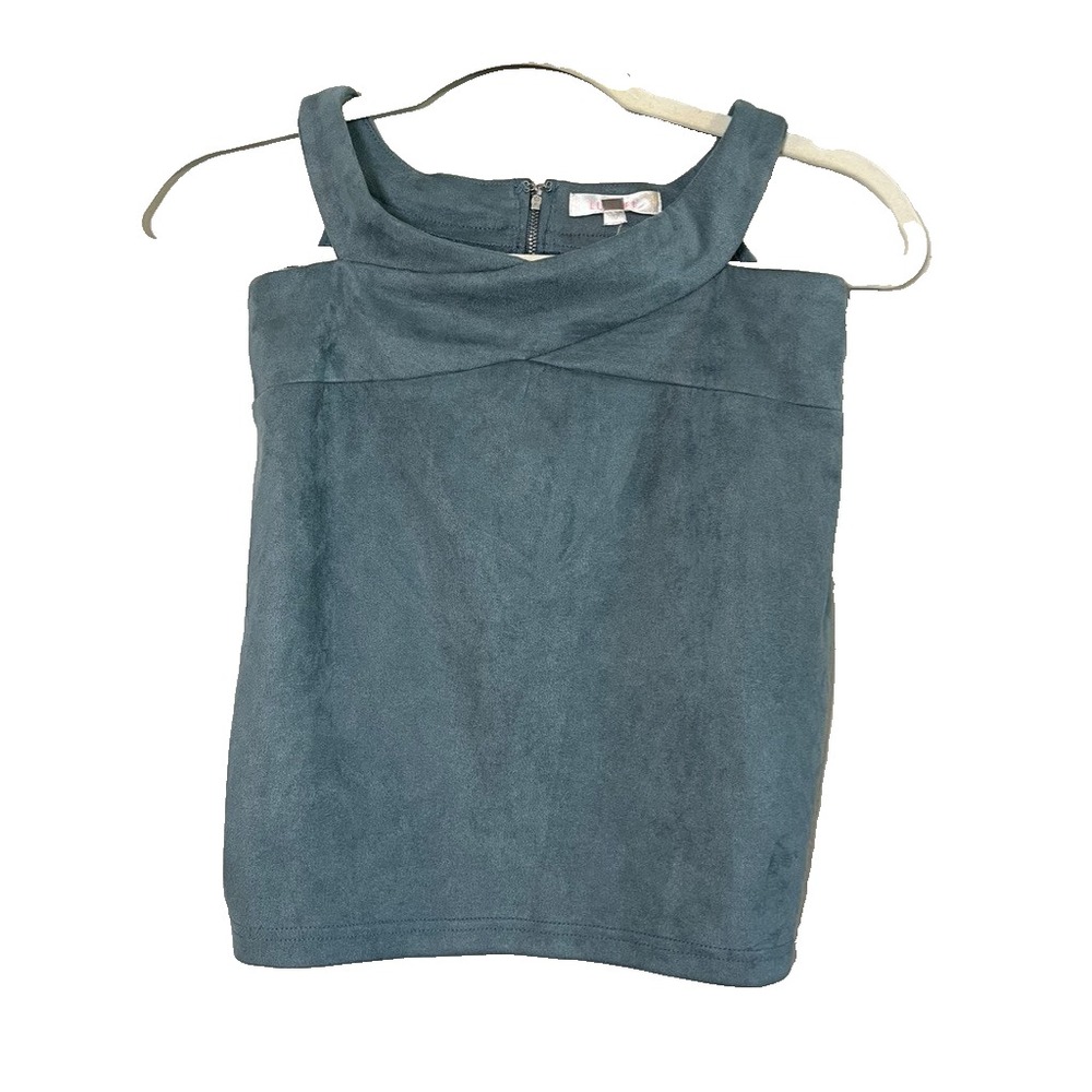 Neutral Faux Suede Y2K Halter Top M Boho Indie Earthy Western Retro Grunge Chic